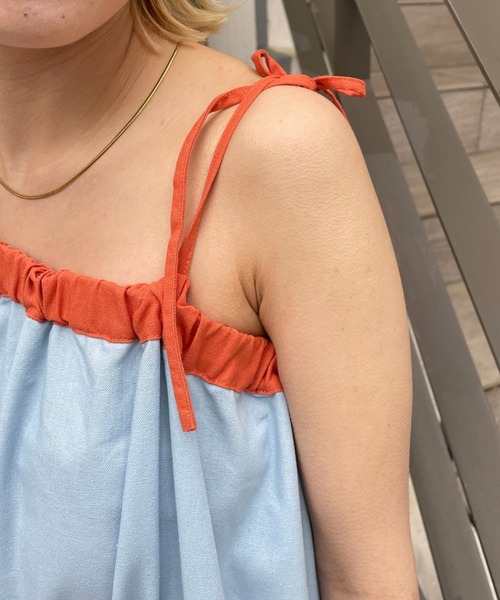 HELLO.SANFRANCISCO（ハローサンフランシスコ）の「【HELLO.SANFRANCISCO/ハローサンフランシスコ】2WAYワンショルダー配色ステッチワンピ（ワンピース・レディース・ブルー/イエロー・FREE）」の19枚目の写真