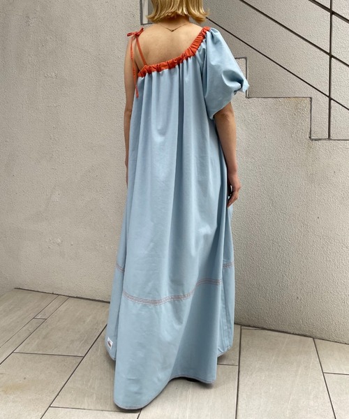 HELLO.SANFRANCISCO（ハローサンフランシスコ）の「【HELLO.SANFRANCISCO/ハローサンフランシスコ】2WAYワンショルダー配色ステッチワンピ（ワンピース・レディース・ブルー/イエロー・FREE）」の17枚目の写真