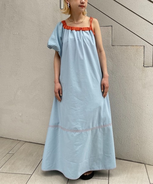 HELLO.SANFRANCISCO（ハローサンフランシスコ）の「【HELLO.SANFRANCISCO/ハローサンフランシスコ】2WAYワンショルダー配色ステッチワンピ（ワンピース・レディース・ブルー/イエロー・FREE）」の15枚目の写真