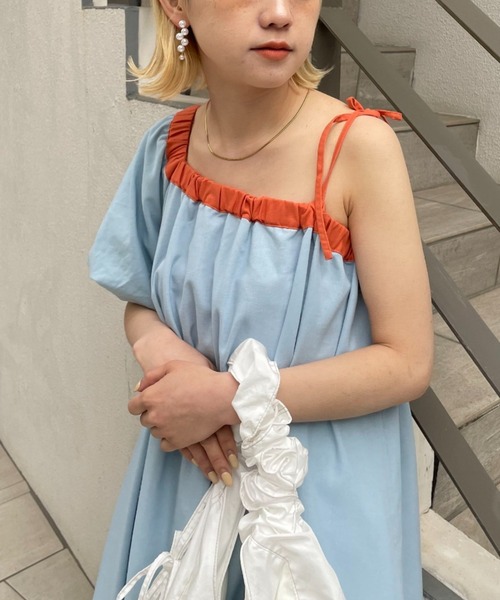 HELLO.SANFRANCISCO（ハローサンフランシスコ）の「【HELLO.SANFRANCISCO/ハローサンフランシスコ】2WAYワンショルダー配色ステッチワンピ（ワンピース・レディース・ブルー/イエロー・FREE）」の13枚目の写真