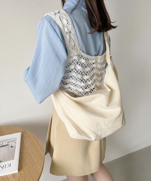 CLEA(クレア)の「クロシェ編みクロップド丈ビスチェトップス(ベスト・レディース・アイボリー/ホワイト・FREE)」の19枚目の写真