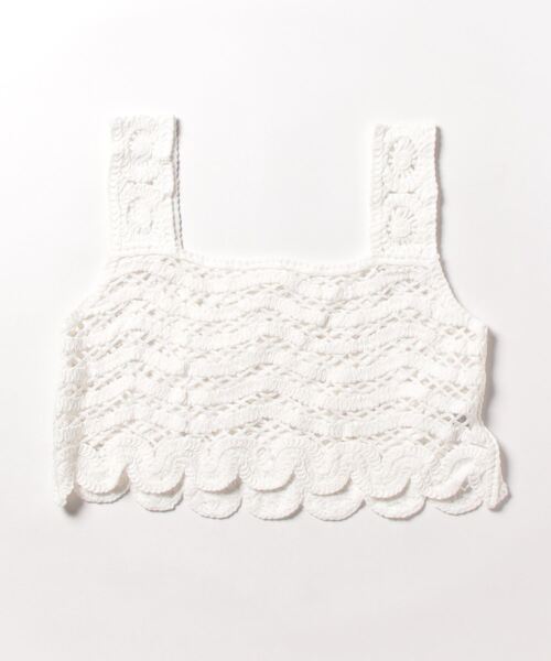 CLEA(クレア)の「クロシェ編みクロップド丈ビスチェトップス(ベスト・レディース・アイボリー/ホワイト・FREE)」の21枚目の写真