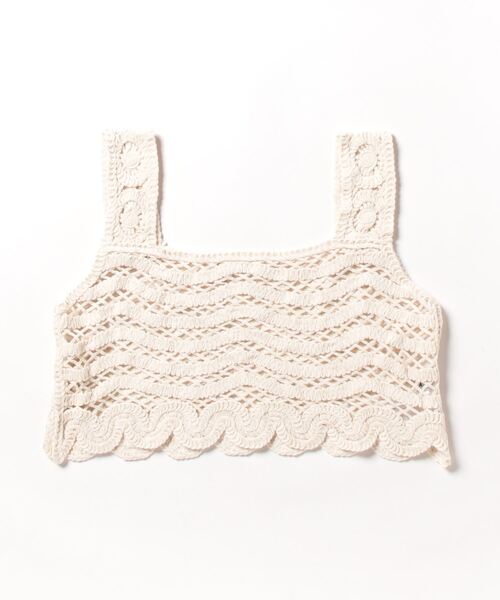 CLEA(クレア)の「クロシェ編みクロップド丈ビスチェトップス(ベスト・レディース・アイボリー/ホワイト・FREE)」の22枚目の写真