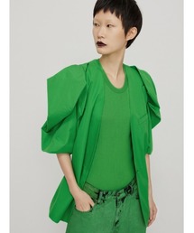 Princess-sleeve V-neck Cotton-poplin Jacket