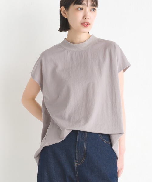 OMNES(オムネス)の「接触冷感裾ラウンドフレンチスリーブプルオーバー(Tシャツ/カットソー・レディース・ブラック/チャコールグレー/ブルー/モカ/イエロー/ホワイト/ブラウン/グリーン/ホワイト系その他/イエロー系その他/ラベンダー/グレー/ネイビー/ブルー系その他/キャメル・FREE)」の6枚目の写真