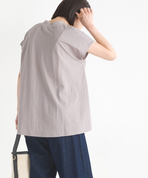 接触冷感裾ラウンドフレンチスリーブプルオーバー（Tシャツ/カットソー