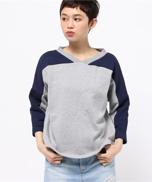 OUTLET(アウトレット)の「【goocy】配色裏毛TOP(Tシャツ/カットソー・レディース・グレー/ホワイト・FREE)」の1枚目の写真