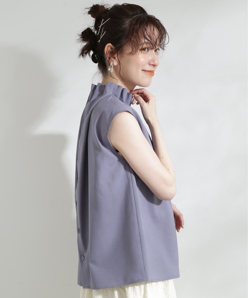 N.（N. Natural Beauty Basic）（エヌエヌナチュラルビューティーベーシック）の「◆ドライタッチペーパーバックノースリーブブラウス（シャツ/ブラウス・レディース・レッド/グレイッシュベージュ/ブルー/イエロー・MEDIUM）」の20枚目の写真