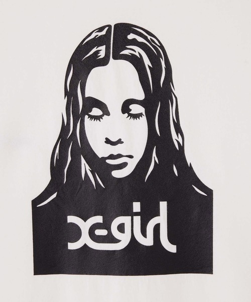 X-girl（エックスガール）の「FACE S/S TEE（Tシャツ/カットソー・レディース・ホワイト/ブラック/オリーブ・L/M/XL/S）」の6枚目の写真