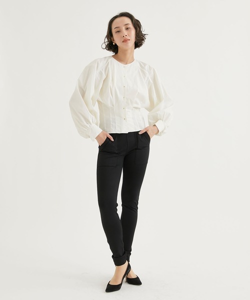 PHOTOCOPIEU(フォトコピュー)の「【PHOTOCOPIEU/フォトコピュー】TUCK DETAIL BLOUSE/タックディテールブラウス(シャツ/ブラウス・レディース・ブラック/ホワイト・36)」の3枚目の写真
