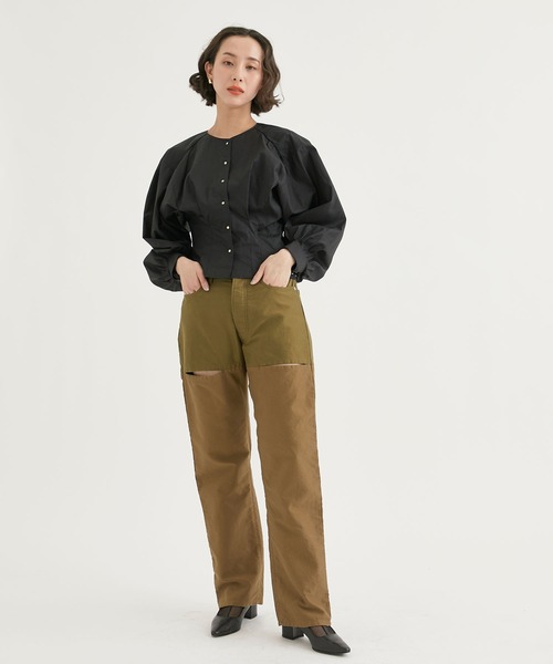 PHOTOCOPIEU(フォトコピュー)の「【PHOTOCOPIEU/フォトコピュー】TUCK DETAIL BLOUSE/タックディテールブラウス(シャツ/ブラウス・レディース・ブラック/ホワイト・36)」の11枚目の写真
