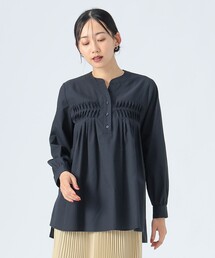 ブラウス シャツ ノーカラー変形ブラウス レディース 楽天市場】ノーカラー ブラウス（カラーレッド）の通販