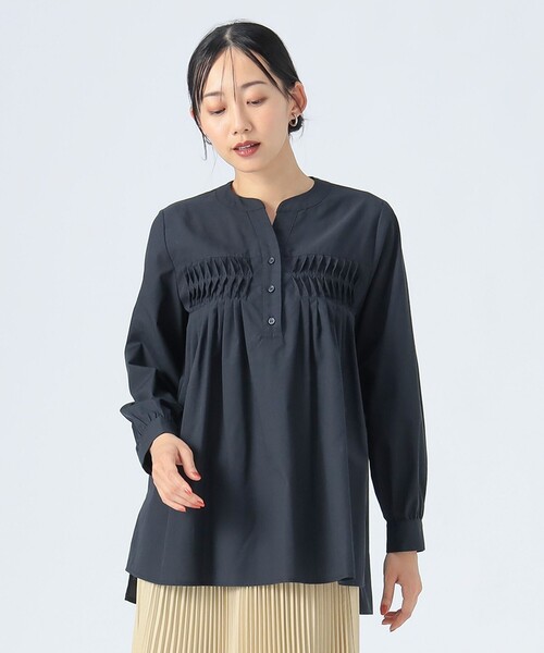セール】【WEB限定】変形タック ノーカラー ブラウス（シャツ/ブラウス