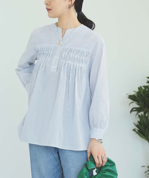 BEAMS HEART(ビームスハート)の「【WEB限定】変形タック ノーカラー ブラウス(シャツ/ブラウス・レディース・オフホワイト/ブルー系その他/ホワイト系その他/その他1/ネイビー・FREE)」の13枚目の写真
