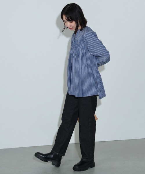 BEAMS HEART(ビームスハート)の「【WEB限定】変形タック ノーカラー ブラウス(シャツ/ブラウス・レディース・オフホワイト/ブルー系その他/ホワイト系その他/その他1/ネイビー・FREE)」の15枚目の写真