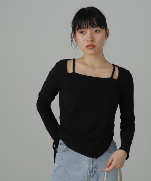 FREE'S MART（フリーズマート）の「◆レイヤード風アシメヘムカットソー（Tシャツ/カットソー・レディース・ホワイト/ブラック/ブルー・FREE）」の8枚目の写真