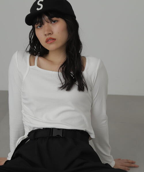 FREE'S MART（フリーズマート）の「◆レイヤード風アシメヘムカットソー（Tシャツ/カットソー・レディース・ホワイト/ブラック/ブルー・FREE）」の17枚目の写真
