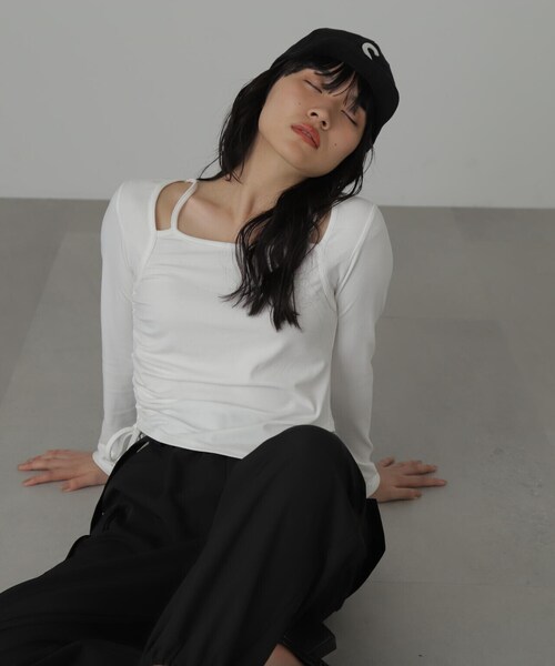 FREE'S MART（フリーズマート）の「◆レイヤード風アシメヘムカットソー（Tシャツ/カットソー・レディース・ホワイト/ブラック/ブルー・FREE）」の18枚目の写真