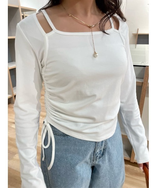 FREE'S MART(フリーズマート)の「◆レイヤード風アシメヘムカットソー(Tシャツ/カットソー・レディース・ホワイト/ブラック/ブルー・FREE)」の4枚目の写真