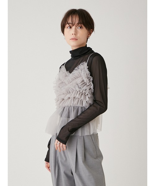emmi atelier 24SS チュールトップス ライトグレー ノースリーブ emmi（エミ）の「【emmi atelier】チュールトップス（シャツ