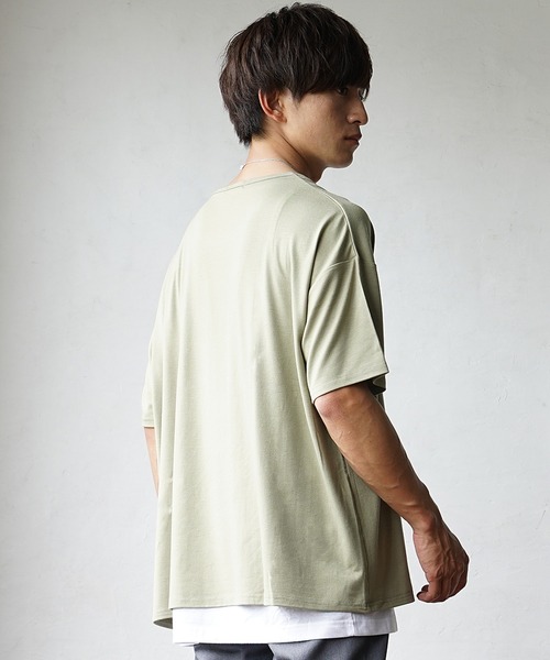 MinoriTY(マイノリティ)の「【MinoriTY】ふんわり素材飾りタックアンサンブル 切り込み半袖Tシャツ+タンクトップ ノースリーブ メンズ 夏服【2点セット】(アンサンブル・メンズ・ブラック/カーキ/ブルー・S/M/L)」の9枚目の写真