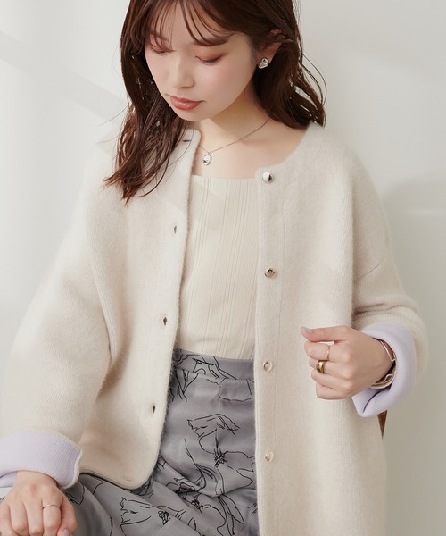 natural couture(ナチュラルクチュール)の「スクエアネックランダムテレコTOPS(Tシャツ/カットソー・レディース・ブラック/アイボリー・FREE)」の5枚目の写真