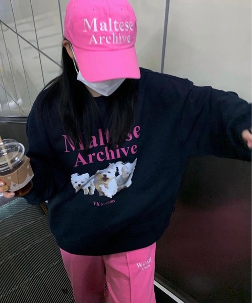 Chick（チック）の「WHITE DOG プリント スウェット（スウェット・レディース・ネイビー/グレー・FREE）」の2枚目の写真