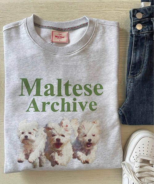 Chick（チック）の「WHITE DOG プリント スウェット（スウェット・レディース・ネイビー/グレー・FREE）」の5枚目の写真