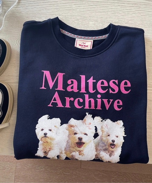 Chick（チック）の「WHITE DOG プリント スウェット（スウェット・レディース・ネイビー/グレー・FREE）」の6枚目の写真