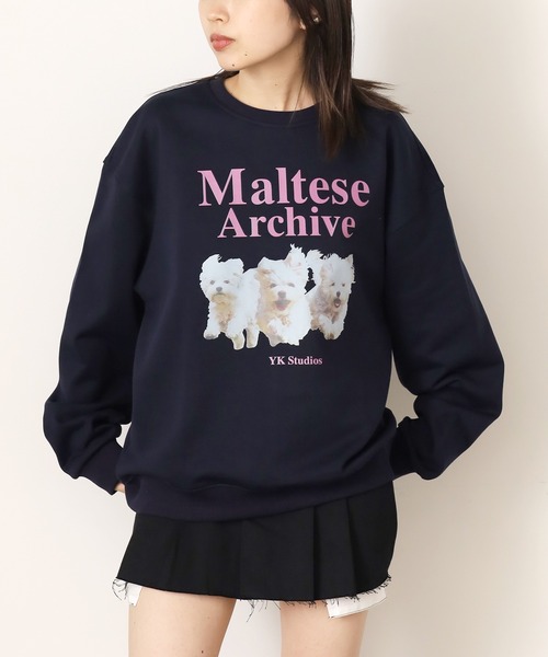 Chick（チック）の「WHITE DOG プリント スウェット（スウェット・レディース・ネイビー/グレー・FREE）」の17枚目の写真