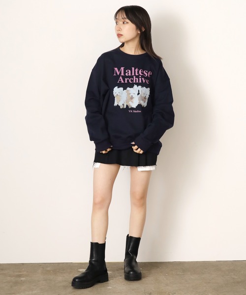 Chick（チック）の「WHITE DOG プリント スウェット（スウェット・レディース・ネイビー/グレー・FREE）」の18枚目の写真