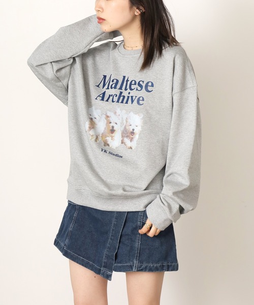 Chick（チック）の「WHITE DOG プリント スウェット（スウェット・レディース・ネイビー/グレー・FREE）」の20枚目の写真