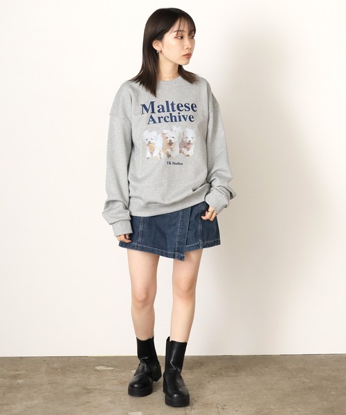 Chick（チック）の「WHITE DOG プリント スウェット（スウェット・レディース・ネイビー/グレー・FREE）」の11枚目の写真