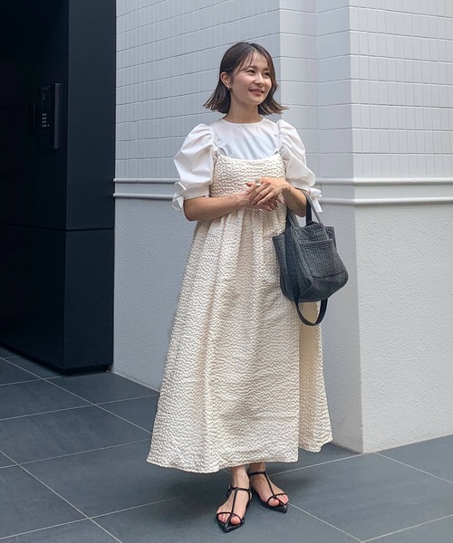 Fit more(フィットモア)の「ジャガードフレアワンピース(ワンピース・レディース・ブラウン/ネイビー/アイボリー・SHORT/LONG)」の10枚目の写真