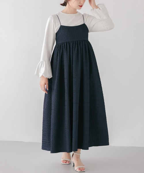 Fit more(フィットモア)の「ジャガードフレアワンピース(ワンピース・レディース・ブラウン/ネイビー/アイボリー・SHORT/LONG)」の11枚目の写真