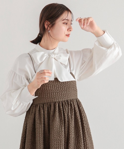 Fit more(フィットモア)の「ジャガードフレアワンピース(ワンピース・レディース・ブラウン/ネイビー/アイボリー・SHORT/LONG)」の17枚目の写真