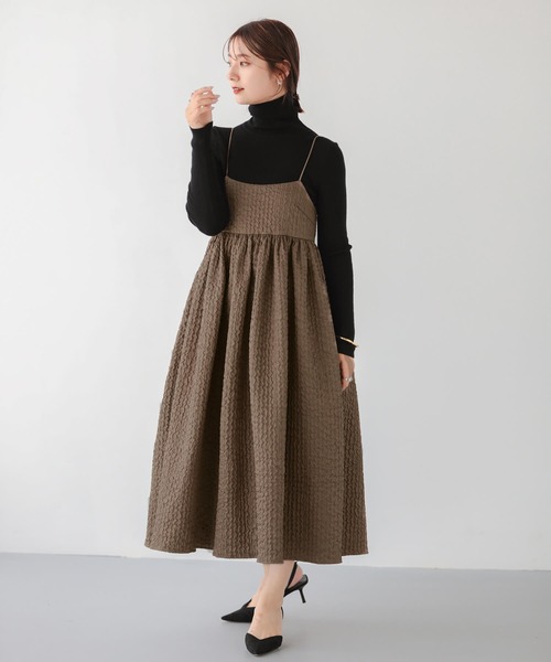 Fit more(フィットモア)の「ジャガードフレアワンピース(ワンピース・レディース・ブラウン/ネイビー/アイボリー・SHORT/LONG)」の20枚目の写真