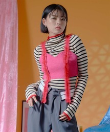 チュールフリルニットビスチェ