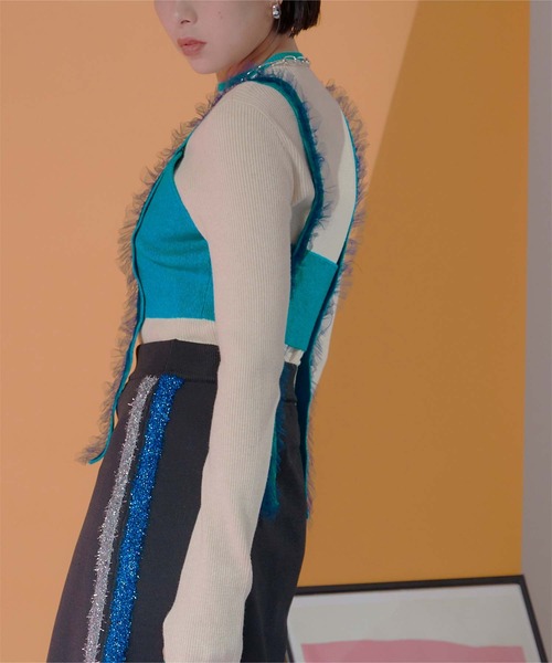 miette（ミエット）の「チュールフリルニットビスチェ（キャミソール・レディース・ブラック/ブルー/ピンク・FREE）」の8枚目の写真