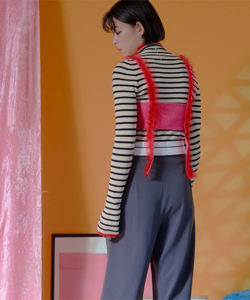 miette（ミエット）の「チュールフリルニットビスチェ（キャミソール・レディース・ブラック/ブルー/ピンク・FREE）」の9枚目の写真