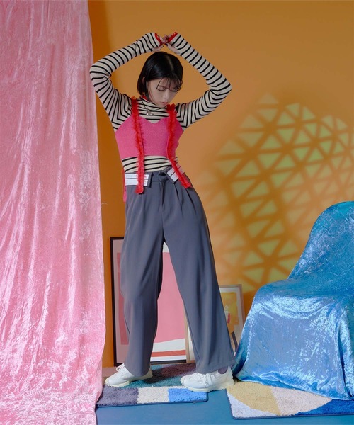 miette（ミエット）の「チュールフリルニットビスチェ（キャミソール・レディース・ブラック/ブルー/ピンク・FREE）」の10枚目の写真