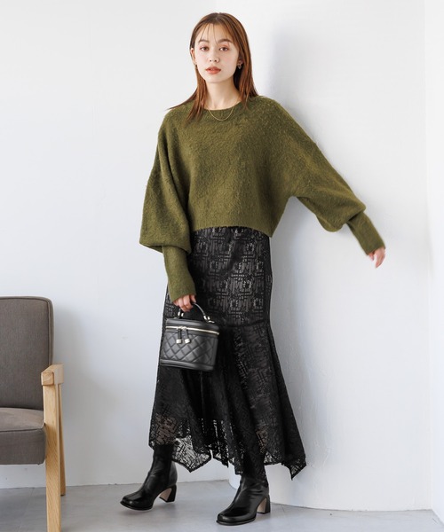 mysty woman（ミスティウーマン）の「【WEB限定】マッシュルームリブニット2　977527（ニット/セーター・レディース・ピンク/ベージュ/カーキ/ライトブルー/ネイビー・FREE）」の7枚目の写真