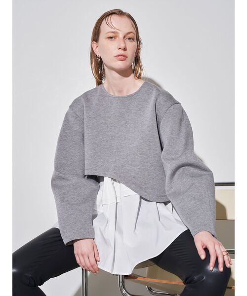 ELENDEEK（エレンディーク）の「ティアードヘムレイヤードカットソー（Tシャツ/カットソー・レディース・その他1/ブラック/グレー・FREE）」の4枚目の写真