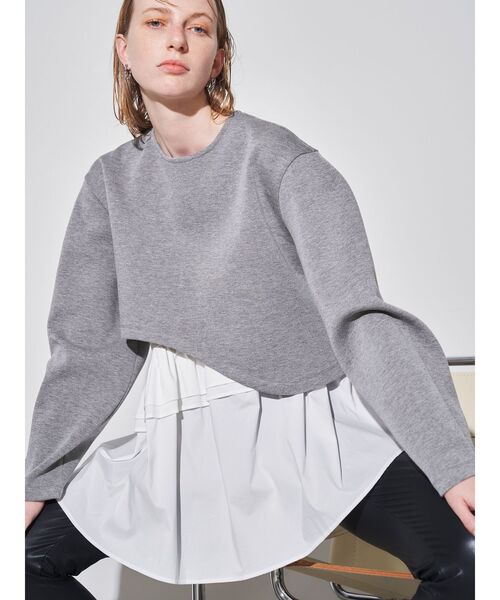 ELENDEEK（エレンディーク）の「ティアードヘムレイヤードカットソー（Tシャツ/カットソー・レディース・その他1/ブラック/グレー・FREE）」の6枚目の写真