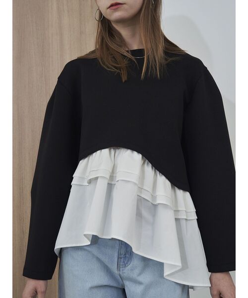 ELENDEEK（エレンディーク）の「ティアードヘムレイヤードカットソー（Tシャツ/カットソー・レディース・その他1/ブラック/グレー・FREE）」の11枚目の写真