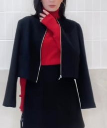 カシミヤブレンドフィットリブニットプルオーバー