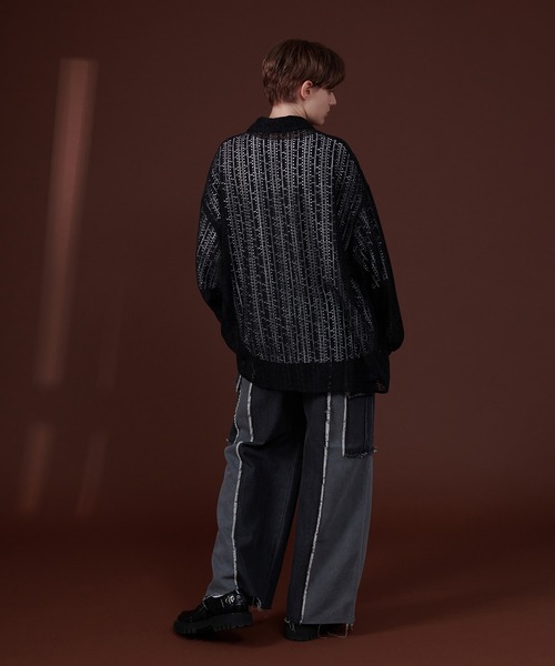 ONCILY(オンシェリー)の「FRINGE BICOLOR DENIM CARGO PANTS / フリンジバイカラーデニムカーゴパンツ(デニムパンツ・メンズ・ブルー/ブラック・LARGE/MEDIUM/SMALL)」の19枚目の写真