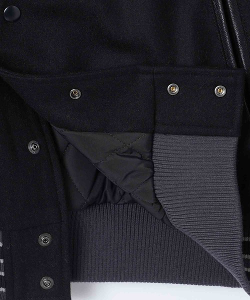 X-girl（エックスガール）の「COLLEGE LOGO STADIUM JUMPER（スタジャン・レディース・バーガンディー/ブラック・S/M）」の9枚目の写真