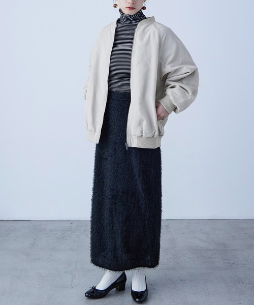 Fashion Letter（ファッションレター）の「ビッグシルエット MA-1ジャケット（MA-1・レディース・ブラック/オフホワイト/カーキ・M）」の9枚目の写真