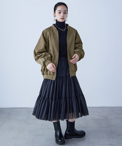 Fashion Letter（ファッションレター）の「ビッグシルエット MA-1ジャケット（MA-1・レディース・ブラック/オフホワイト/カーキ・M）」の17枚目の写真